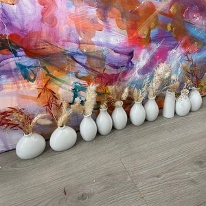 Bud Vases With Pampas/dried Flowers (10 Pieces)